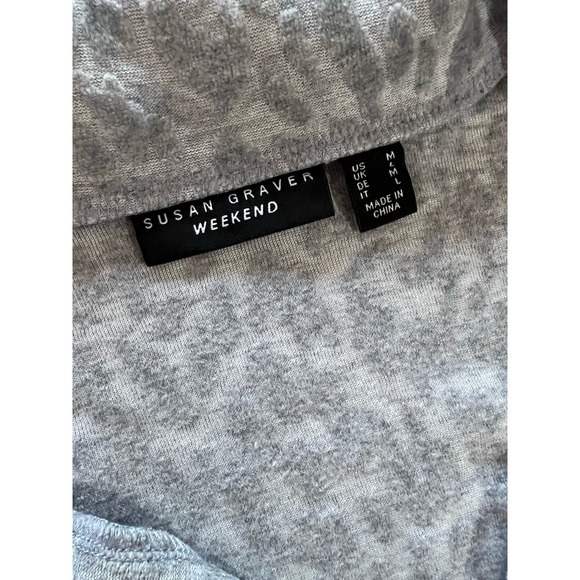 Susan Graver Weekend Burnout Jacquard Knit Half-Zip Top GRAY NWOT SIZE M - Picture 9 of 9